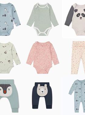 现货 英国Baby Mori 有机竹棉秋冬长袖婴儿包屁衣条纹连体衣
