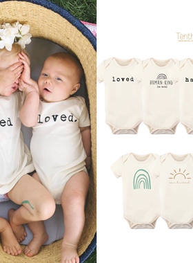 Ins网红美国Tenth Pine有机棉婴儿连体服短袖秋冬长袖包屁衣哈衣