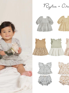 折扣款 美国Rylee Cru SS21婴儿纯棉女童纯色小花长袖分体裙