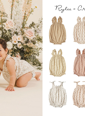 折扣款不退 美国Rylee Cru SS21婴儿女童纯棉吊带包屁裙连体衣