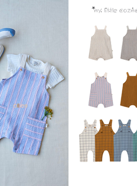 折扣款 现货西班牙My Little Cozmo男童女童有机棉条纹格子背带裤