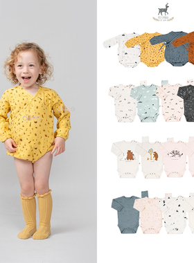 折扣款 现货秘鲁Red Caribou 婴儿纯棉动物包屁衣和尚衣