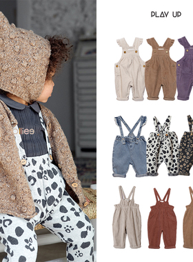 折扣款 现货葡萄牙Play Up 有机棉宝宝女童背带裤牛仔裤