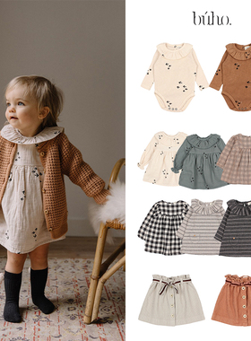 折扣款 现货西班牙Buho 女童棉连衣裙吊带包屁裙连体短裤