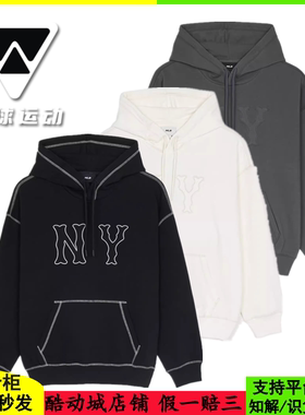 国内现货MLB男女25年新款NY大标连帽运动休闲套头衫卫衣3AHDB0451