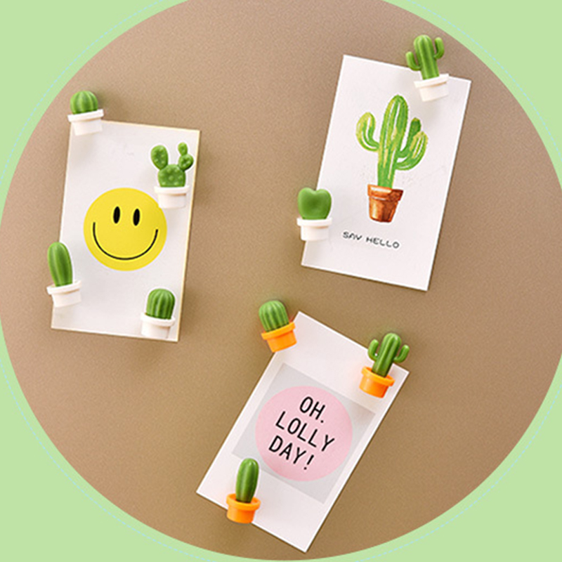 6只装仙人掌冰箱贴磁力便利贴吸磁留言贴创意可爱强磁铁居家装饰