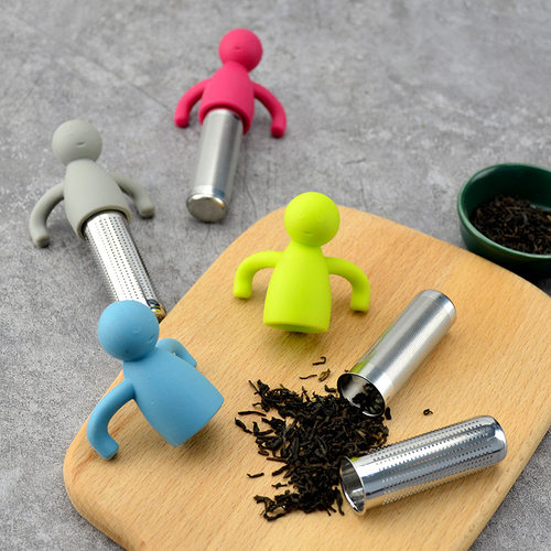 304不锈钢硅胶人形茶漏茶滤器