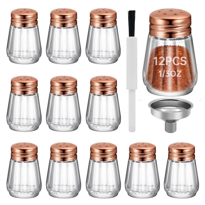 烧烤厨房佐料瓶胡椒粉盐辣椒面分装瓶迷你不锈钢带孔瓶玻璃调料瓶