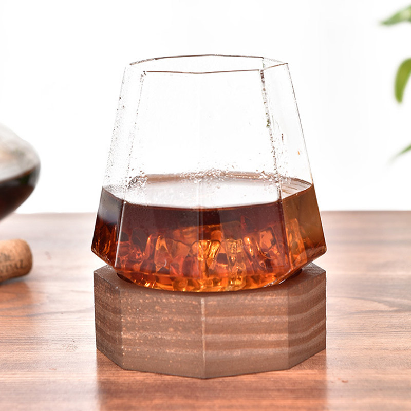 钻石不倒翁威士忌酒杯不倒杯底座洋酒杯底托玻璃杯水晶杯酒吧用具