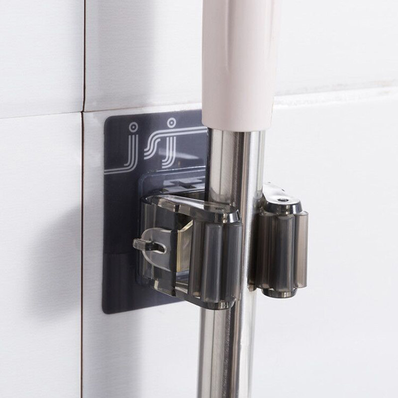 卫生间无痕拖把架浴室免打孔壁挂式拖把夹卡座家用多功能拖把挂钩