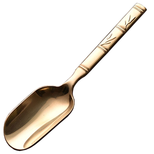 茶匙分茶勺单个小日式竹长柄黄铜勺子茶勺茶铲茶叶金属茶侧茶匙