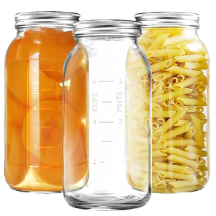 64盎司1.9L大容量玻璃储物罐梅森瓶罐头蔬菜腌制密封大容量梅森罐