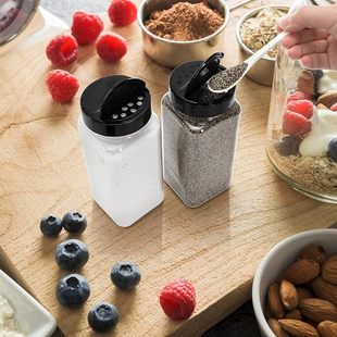 120ml塑料盖方形调料瓶烧烤料胡椒粉撒料瓶玻璃瓶盐瓶分装瓶空瓶