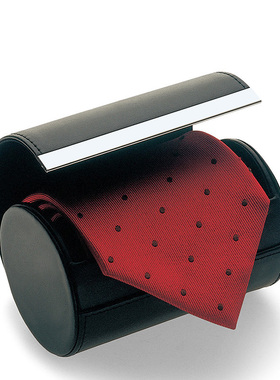 轻奢商务绅士领带盒黑色皮质旅行便携出差男士领带收纳盒生日礼物