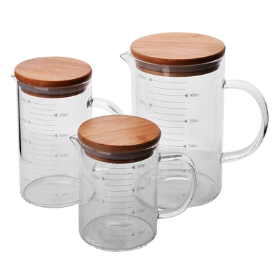 烘培耐热玻璃刻度带盖子计量杯