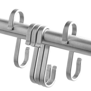 304不锈钢扁钩S型挂钩单钩衣柜挂衣钩厨房浴室门后免钉挂钩套管钩