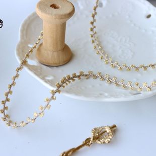 日单浅金色精细金线编织蕾丝织带娃衣花边辅料旗袍装 饰材料