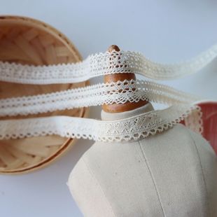 沙发窗帘花边材料 蕾丝边 白色1件1米 手工diy辅料 米色棉线花边