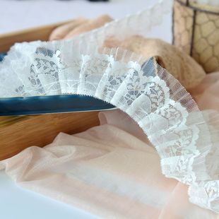 白色裙摆领子袖口芭比娃衣服窗帘百搭褶皱褶子无弹蕾丝花边辅料