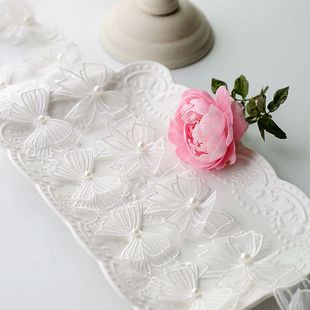 饰 白色手工欧根纱蝴蝶花边 娃娃衣服diy制作蕾丝辅料 配饰服装 装