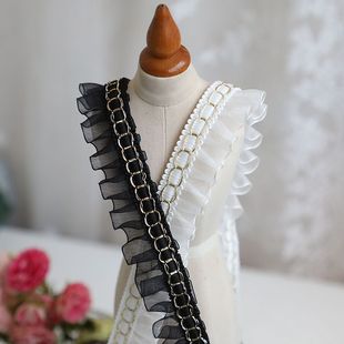 饰 口手工diy装 小香风金织带褶皱木耳蕾丝花边服装 娃衣辅料裙摆袖