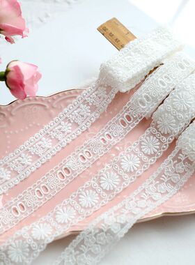 高档白色棉线刺绣蕾丝花边辅料娃衣服装手工diy材料网纱娃娃雷丝