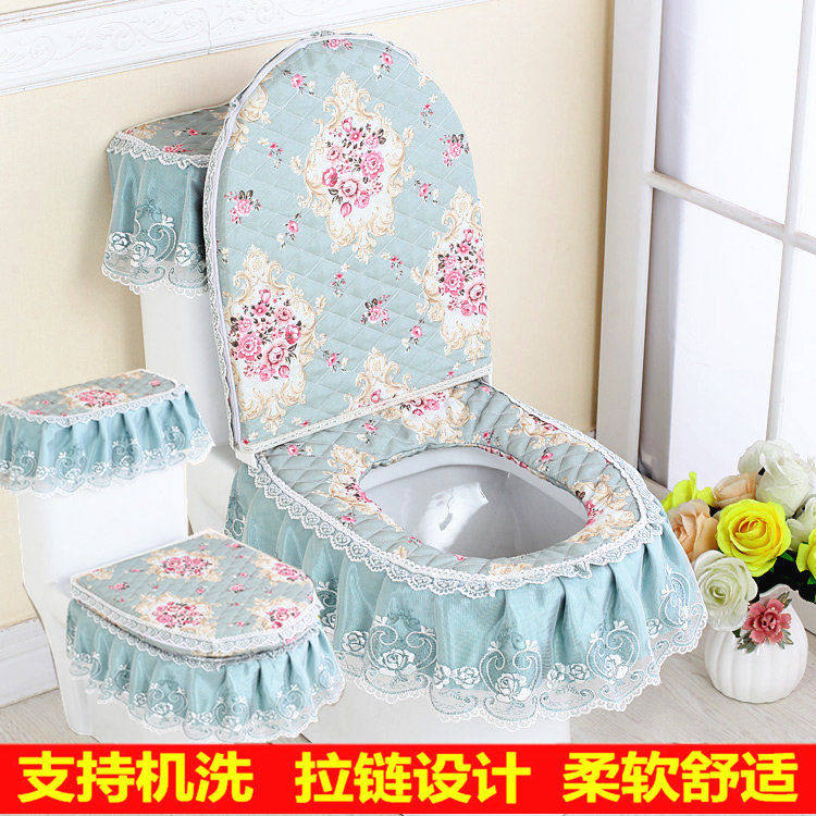 马桶坐垫三件套家用马桶罩拉链式马桶盖套罩坐便器套加厚保暖通用