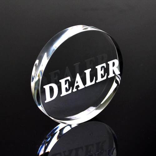 德州扑克圆形高档亚克力水晶DEALER庄家位庄码压牌片button指示牌