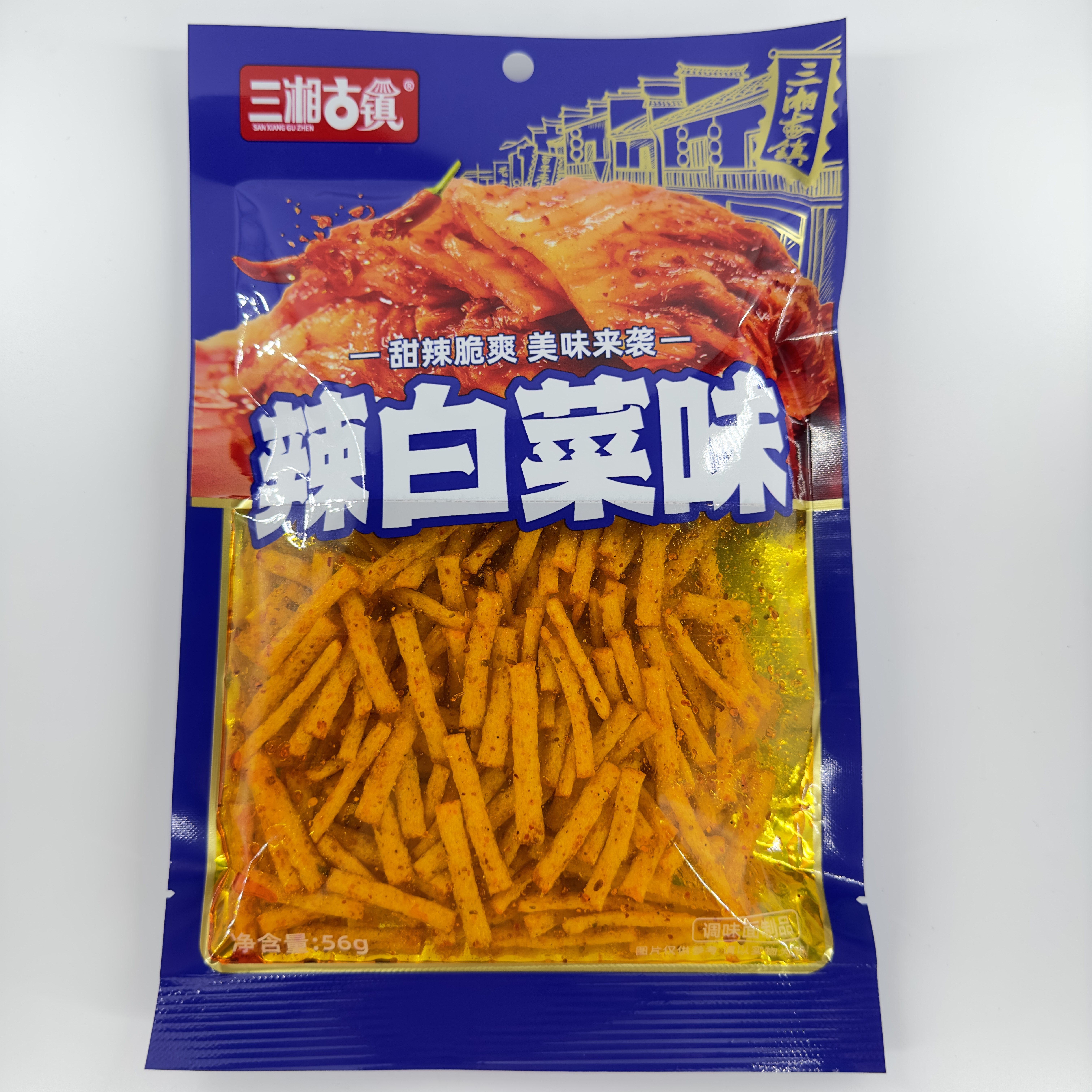 三湘古镇呼辣呼辣辣白菜黄金麦片印度飞饼红油膜片黄金麦片薄饼