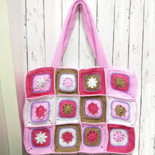 24片拼花包手工艺钩编毛线订制女士编织材料教程成品休闲国潮包包