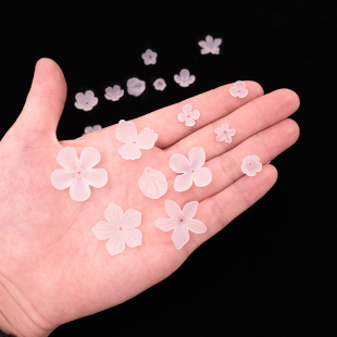 古风汉服步摇发簪DIY配件头饰饰品材料磨砂亚克力白色花瓣花托