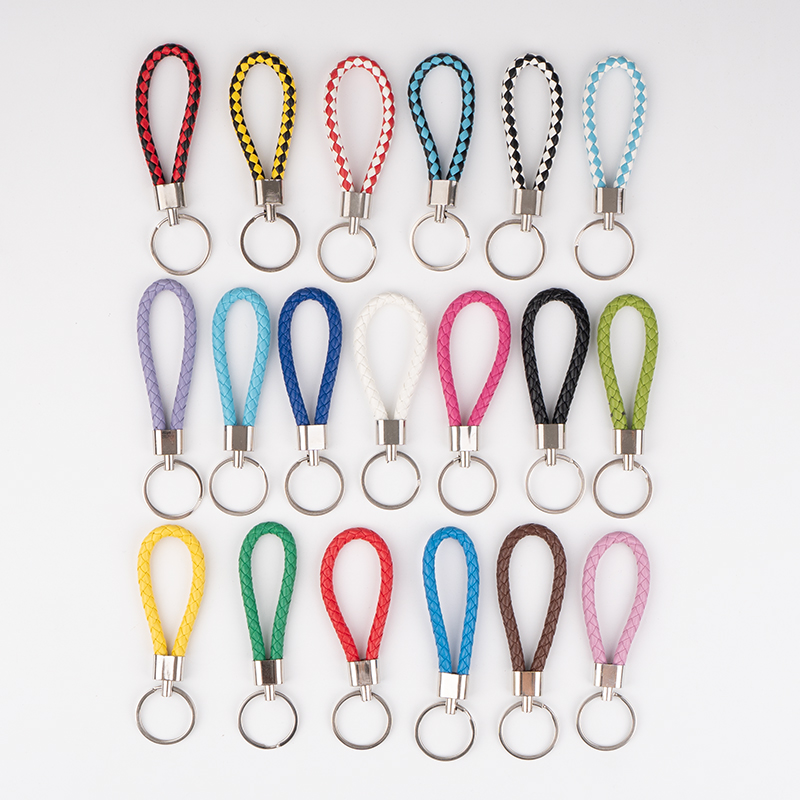 多色编织皮革钥匙扣情侣创意钥匙圈汽车锁匙出租房公寓锁匙链男女