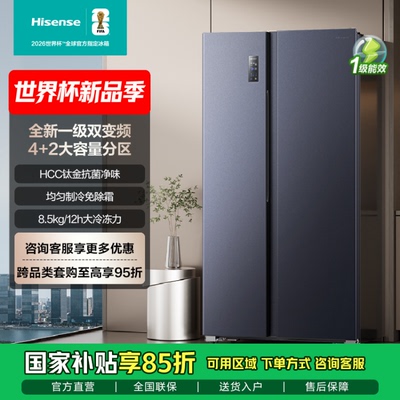 海信611L对开双开门大容量冰箱风冷无霜 HISENSE BCD-611WFK1DPQ