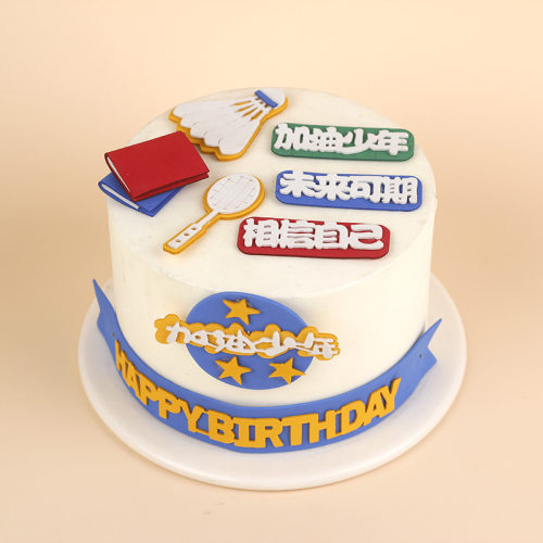 羽毛球生日蛋糕儿童体育爱好EVA加油少年相信自己未来可期插件