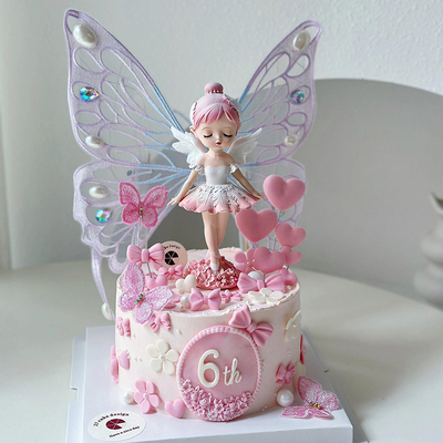 大刺绣蝴蝶翅膀会动带灯蛋糕装饰