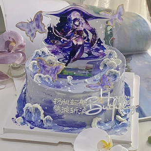 卡通原神主题儿童生日魈蛋糕装饰温蒂亚克力立牌男孩烘焙摆件装饰