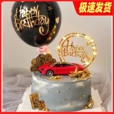 生日蛋糕摆件红色法拉利小汽车