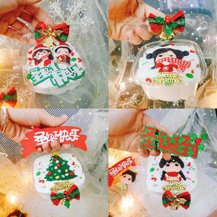圣诞节新款装饰圣诞树圣诞老人雪人摆件透明手提盒塑料蛋糕盒套装