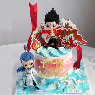 热销大号哪吒敖丙哪咤三太子手办玩偶男孩生日蛋糕装饰烘焙摆件