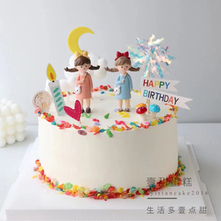饰辫子小女孩娜娜公主背小包包公仔摆件 网红烘焙甜品台生日蛋糕装