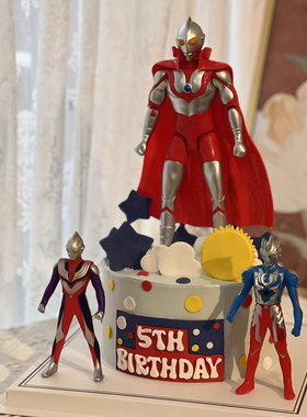 帅气超人奥特曼男童蛋糕装饰玩偶摆件插件初代迪咖泽塔打怪兽英雄