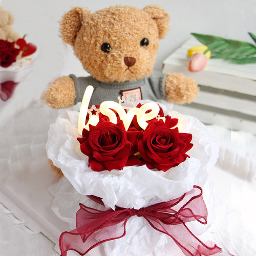 网红情人节礼物蛋糕装饰抱抱熊