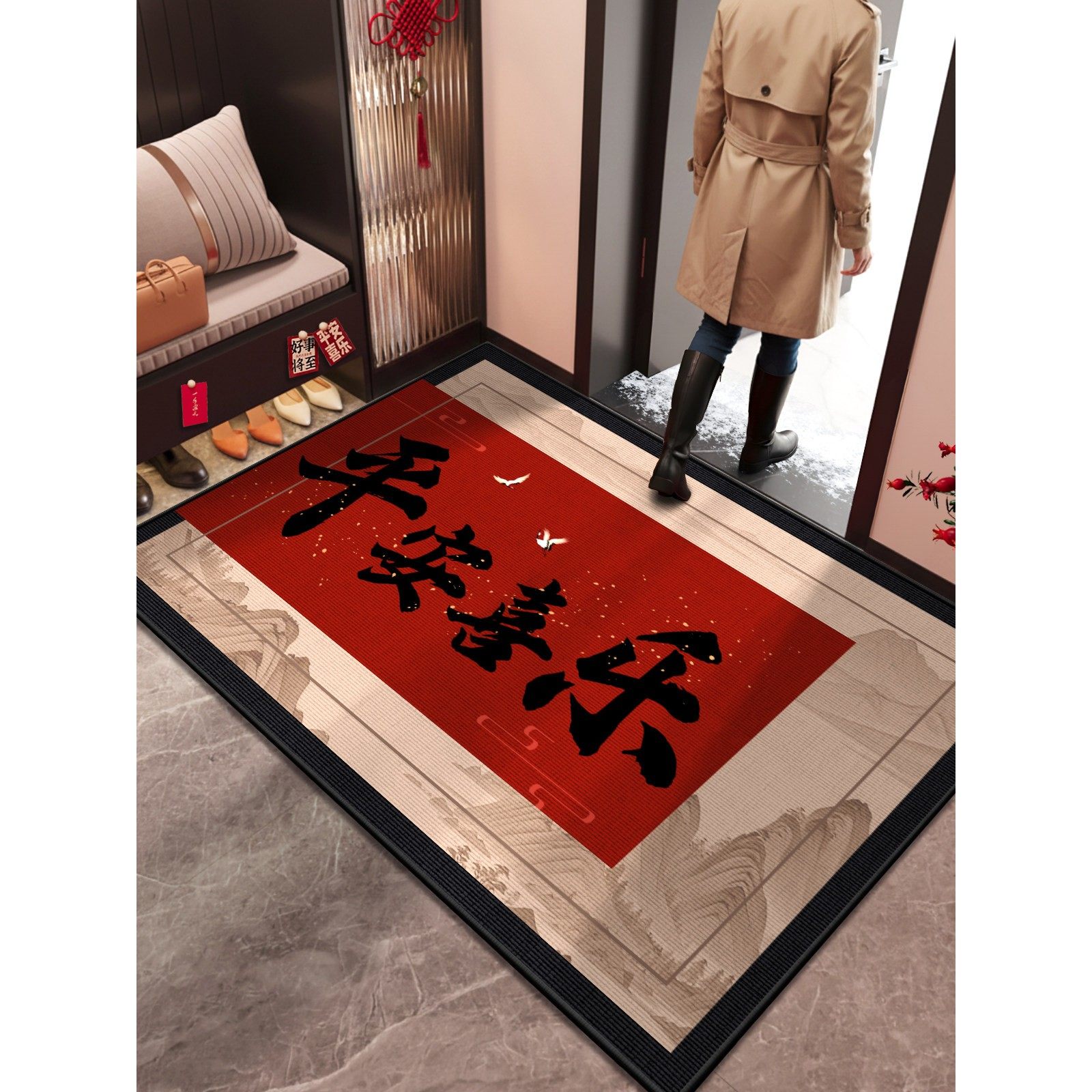 新年喜庆红色入户门地垫玄关大门进门脚垫除尘耐脏门垫可裁剪地毯,居家布艺,入户地垫,淘宝优惠券,粉丝福利购,淘宝优惠卷