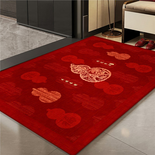 新款 福禄入户门地垫家用乔迁门口防滑垫红色新年喜庆地毯红色脚垫
