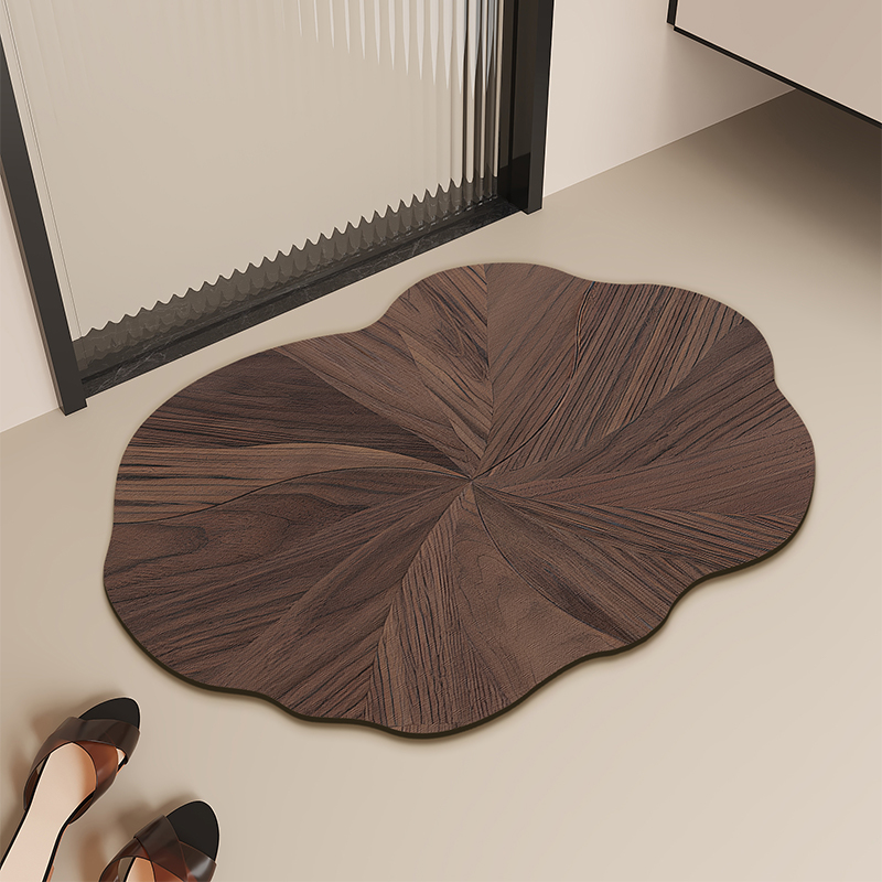 木纹浴室脚垫卫生间门口吸水硅藻泥垫速干防滑地垫简约风厕所门垫