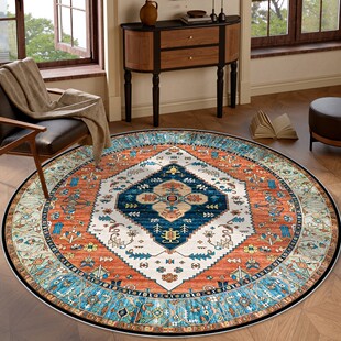 民族风复古摩洛哥圆形地毯北欧阳台茶几客厅书房卧室床边地垫摇椅