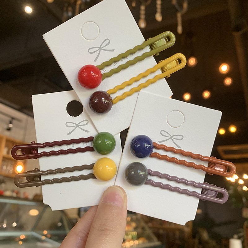 夹得紧彩色豆豆刘海边夹儿童发饰