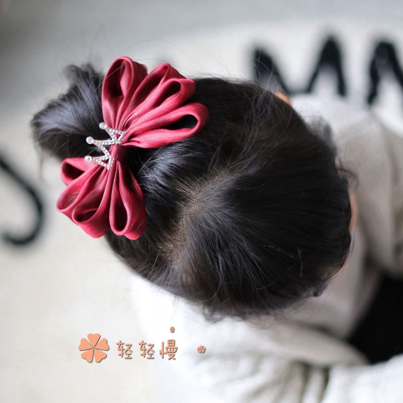 韩版皇冠珠光蝴蝶结发夹卡子女