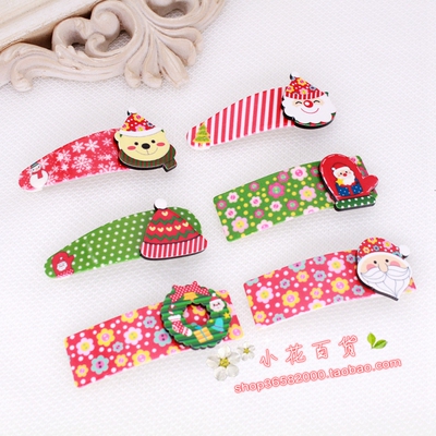 女孩圣诞节老人花环BB夹儿童发饰