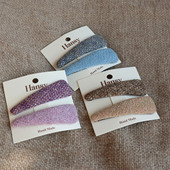 紫色蓝色姜黄格纹纯色三角水滴夹AB款 厚实毛呢质感 长款 鸭嘴夹